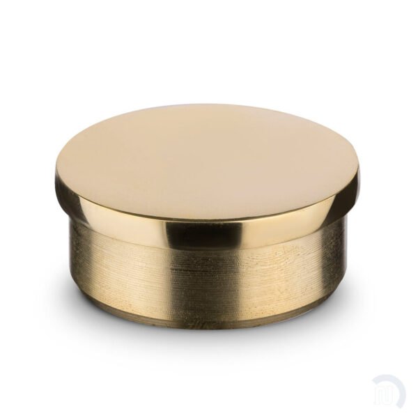 Flush Flat End Cap - Polished Brass - 1.5" OD