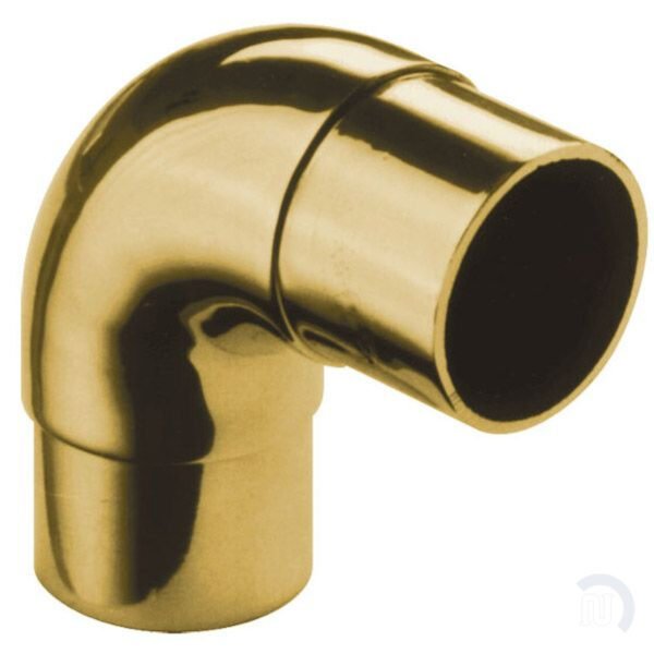 Curved Flush Elbow Fitting 90 Degree - Polished Brass - 1.5" OD