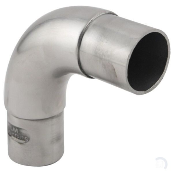 Curved Flush Elbow Fitting 90 Degree - Brushed Stainless Steel - 1.5" OD