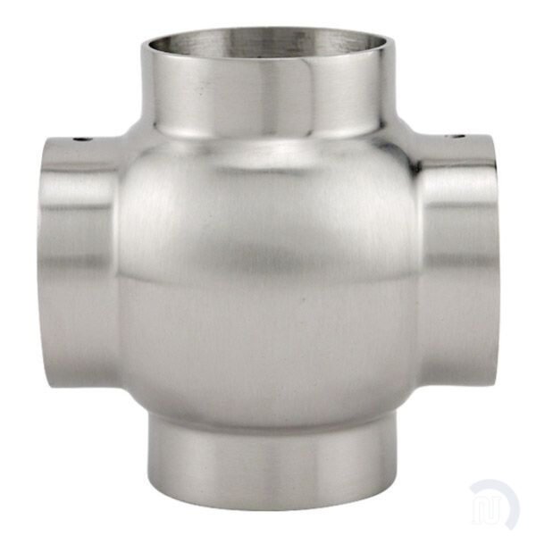 Ball Cross Elbow Fitting - Brushed Stainless Steel - 1.5" OD