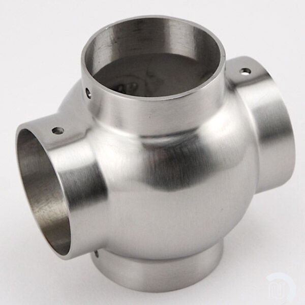 Ball Cross Elbow Fitting - Brushed Stainless Steel - 1.5" OD - Image 2